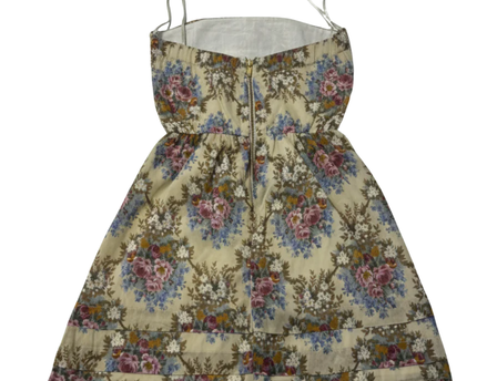 Xdye Beige Floral Strapless Mini Dress