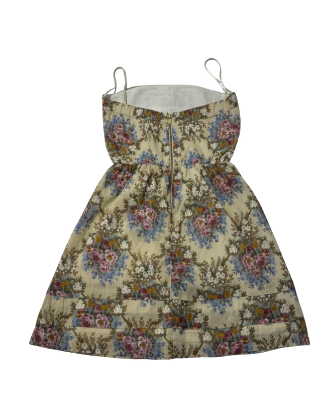 Xdye Beige Floral Strapless Mini Dress