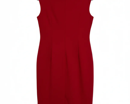 Calvin Klein Red Sleeveless Draped Neckline Sheath Dress