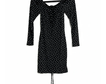 PrettyLittleThing Black Polka Dot Ruched Front Dress W/Tags