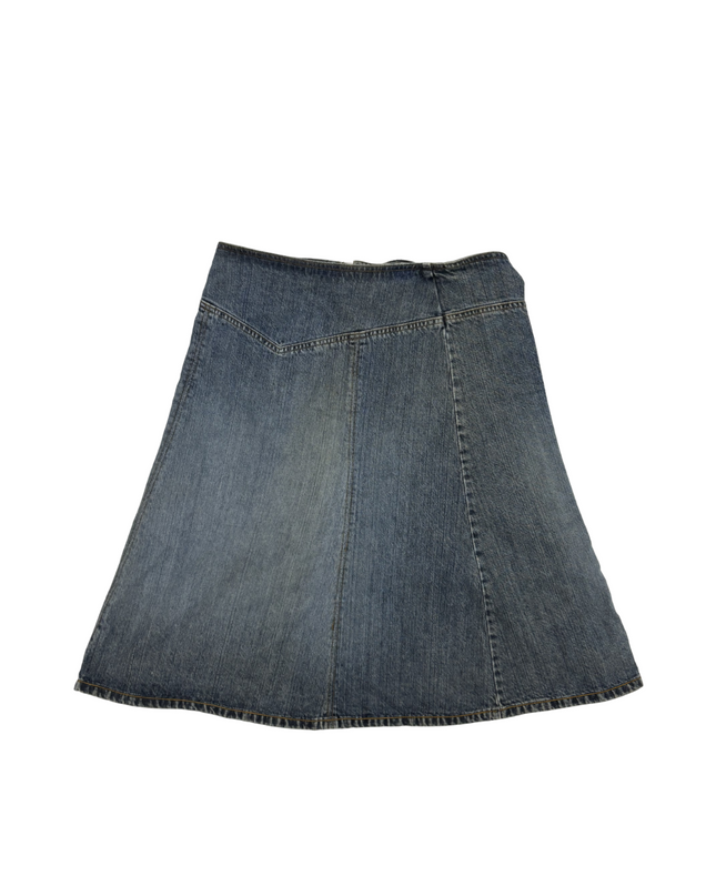 H&M Divided Lace-Up Waist Denim A-Line Skirt - L | Waist: 32"