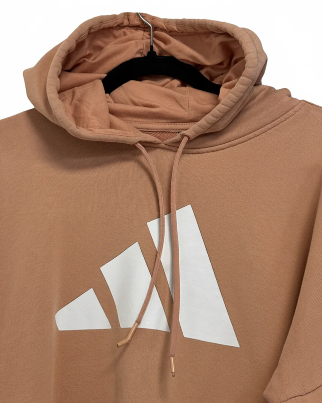 Adidas Peach Cropped Graphic Logo Hoodie