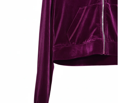 Juicy Couture Purple Velvet Cropped Zip-Up Hoodie