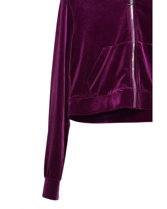 Juicy Couture Purple Velvet Cropped Zip-Up Hoodie