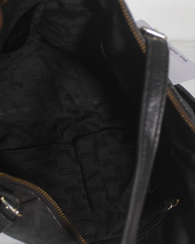 Michael Kors Black Monogram Tote Bag with Logo Charm