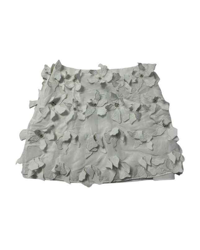 Zara White 3D Floral Applique Mini Skirt
