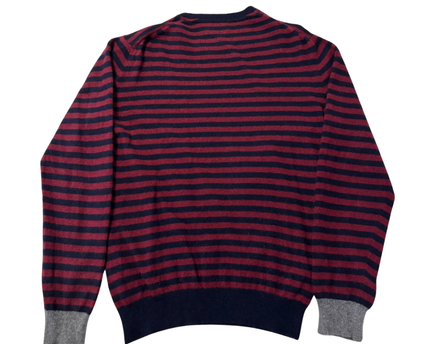 Kurt Geiger Red/Navy Striped Lambswool Crew Neck Sweater