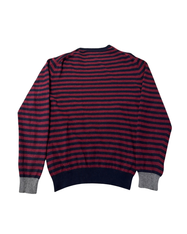 Kurt Geiger Red/Navy Striped Lambswool Crew Neck Sweater