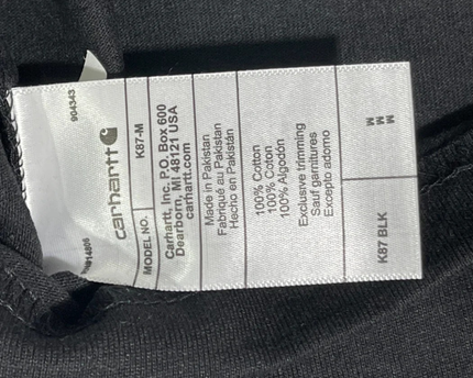Carhartt Men's K87 Loose Fit Short-Sleeve Pocket T-Shirt - Black W/Tags