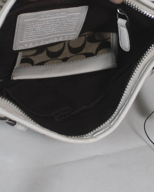 Coach Brown/White Signature Logo Hobo Shoulder Bag