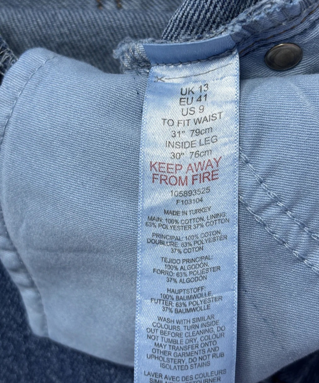 Topshop Blue Kort Straight Leg Jeans W/Tags