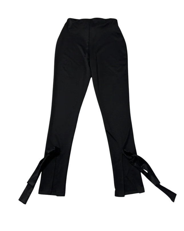 Asos Black Tie Hem High-Waisted Slim Pants