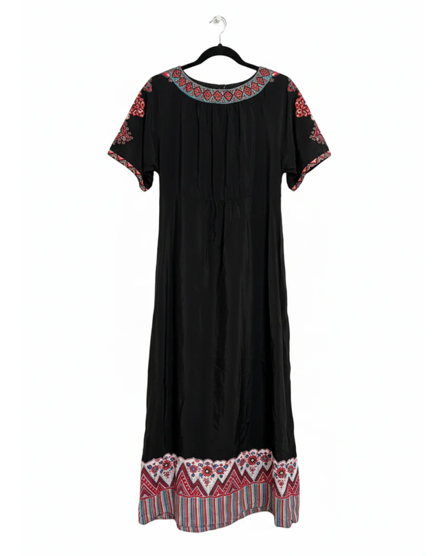 Monsoon Black Embroidered Boho Maxi Dress W/TAG