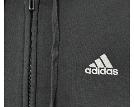 Adidas Black 3-Stripes Full Zip Fleece Hoodie