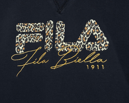 FILA Black Leopard Print Graphic Crewneck Sweatshirt