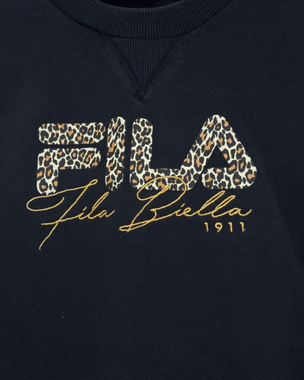 FILA Black Leopard Print Graphic Crewneck Sweatshirt