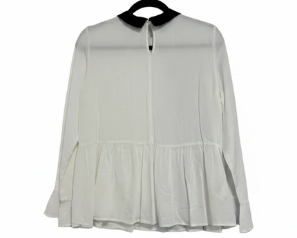 Mango White Embellished Collar Peplum Blouse