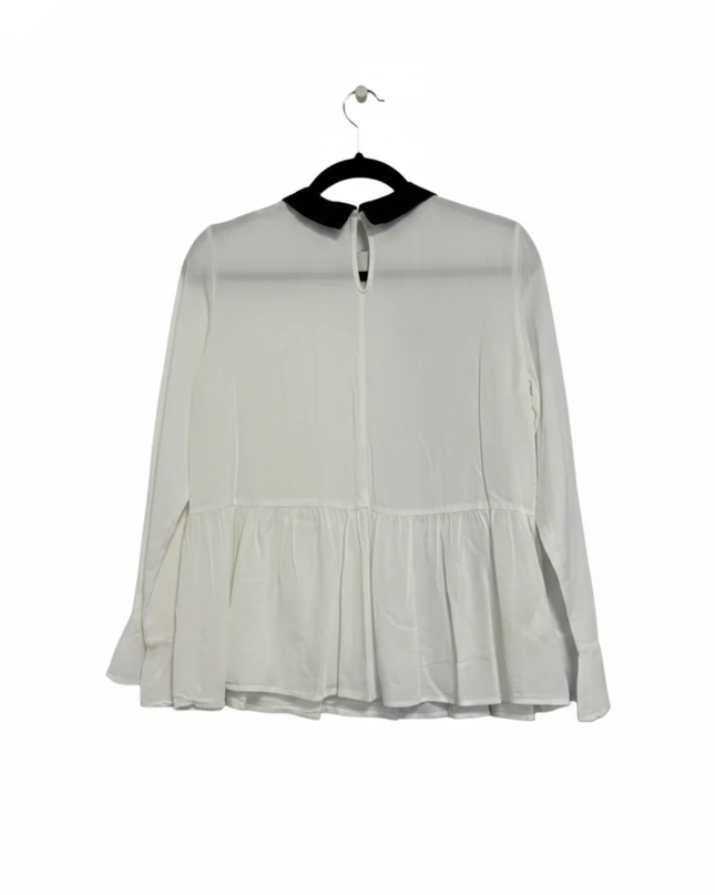 Mango White Embellished Collar Peplum Blouse