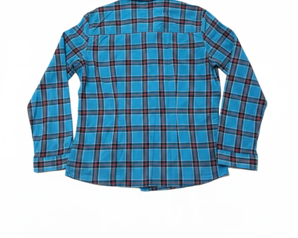 Hollister Blue Plaid Button-Up Long Sleeve Shirt