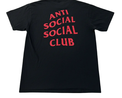 Anti Social Social Club Black Graphic Tee with Flag Detail