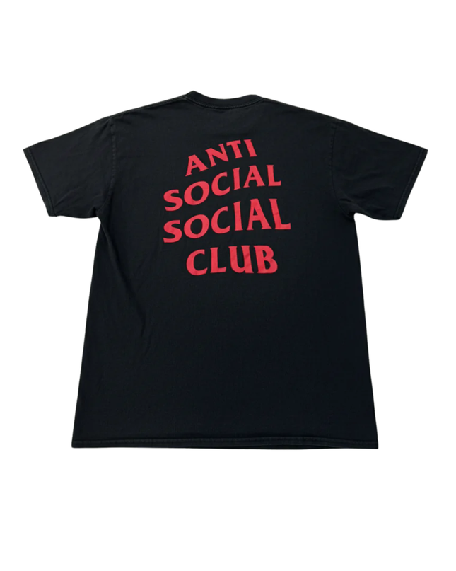 Anti Social Social Club Black Graphic Tee with Flag Detail