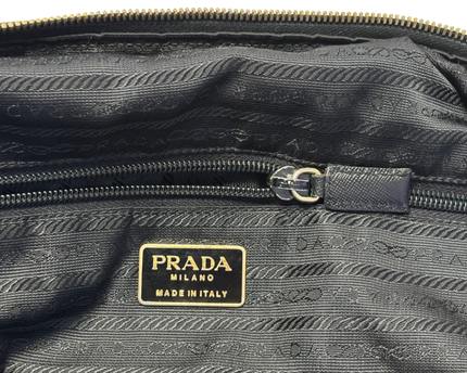 Prada Black Quilted Tessuto Nylon Chain Shoulder Bag