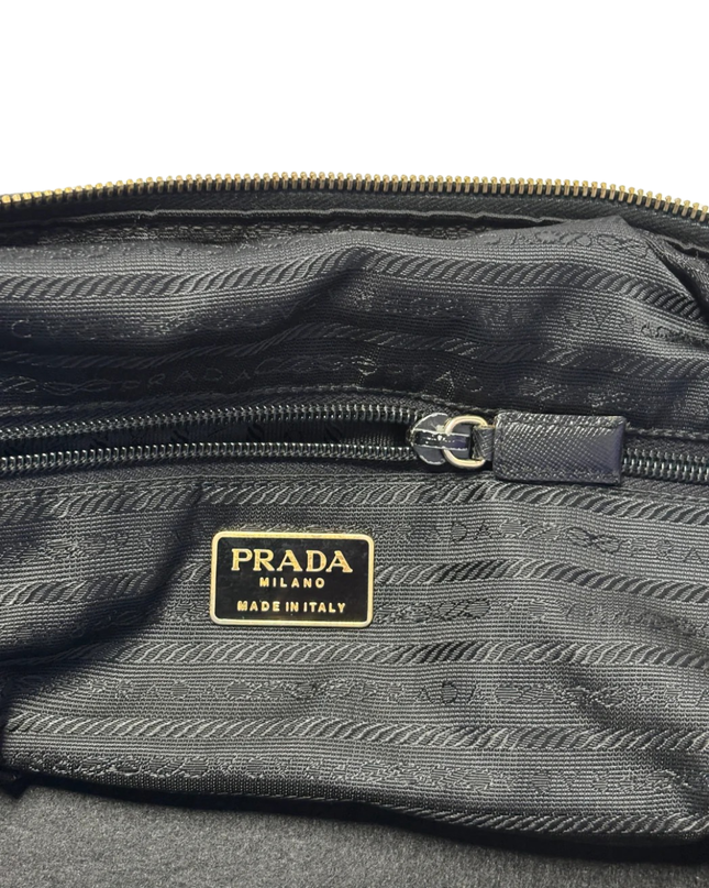 Prada Black Quilted Tessuto Nylon Chain Shoulder Bag
