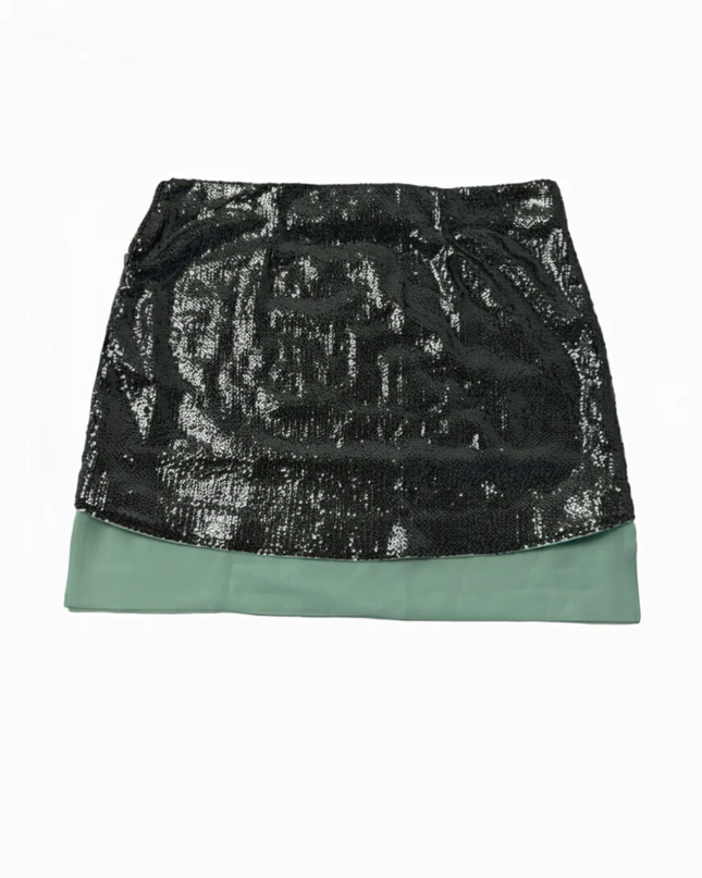 Massimo Dutti Silver Sequin Mini Skirt W/TAG