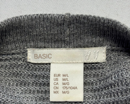 H&M Grey Ribbed Open-Front Longline Cardigan