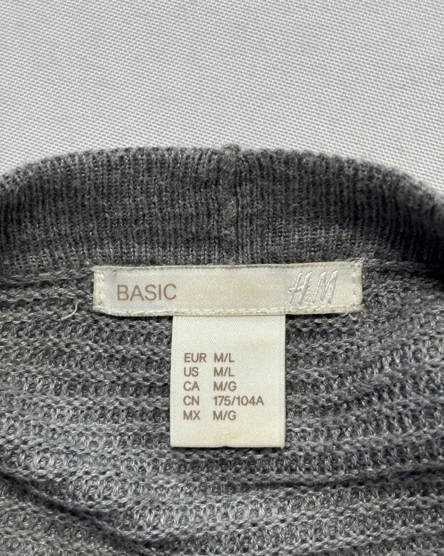 H&M Grey Ribbed Open-Front Longline Cardigan