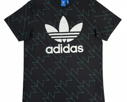 Adidas Black Graphic Trefoil Zig-Zag Print Tee