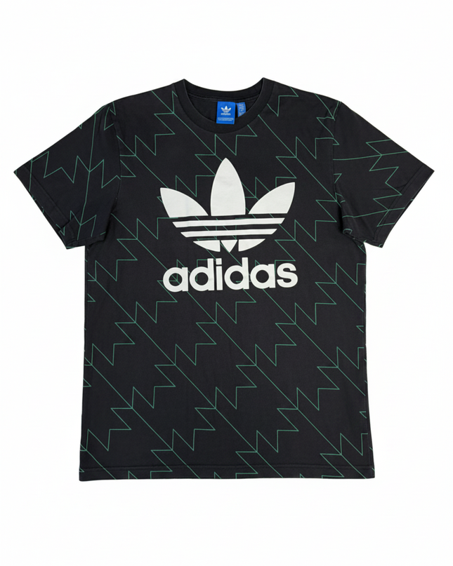 Adidas Black Graphic Trefoil Zig-Zag Print Tee