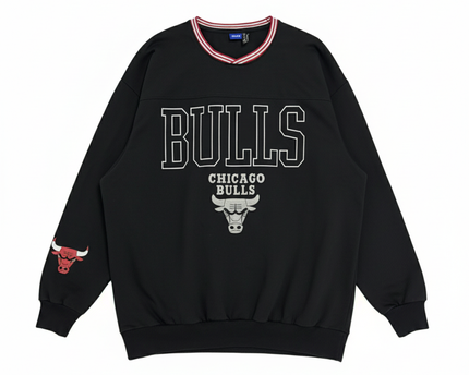 Defacto Black NBA Chicago Bulls Graphic Sweatshirt