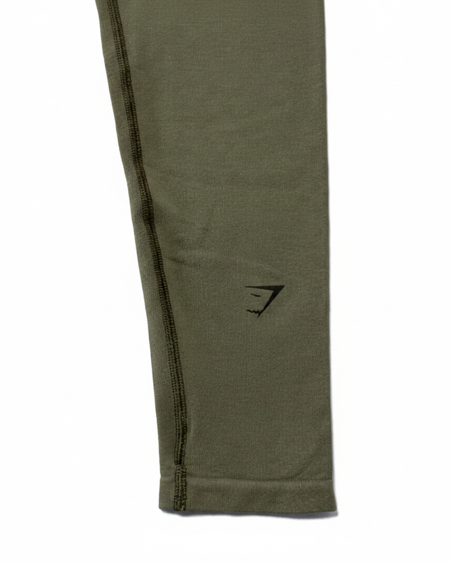 Gymshark Seamless High-Waisted Ribbed Olive Green Leggings