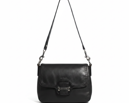 Coach Black Leather Flap Shoulder Crossbody Bag
