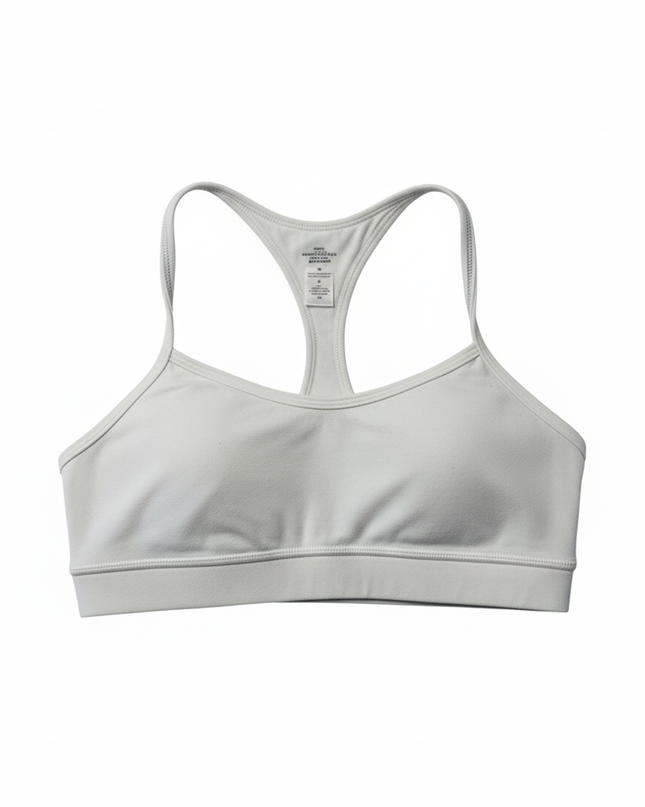 Lululemon White Flow Y Light Support Sports Bra