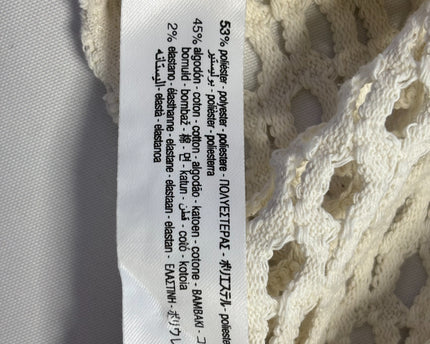 Bershka Cream Crochet Long Sleeve Crop Top
