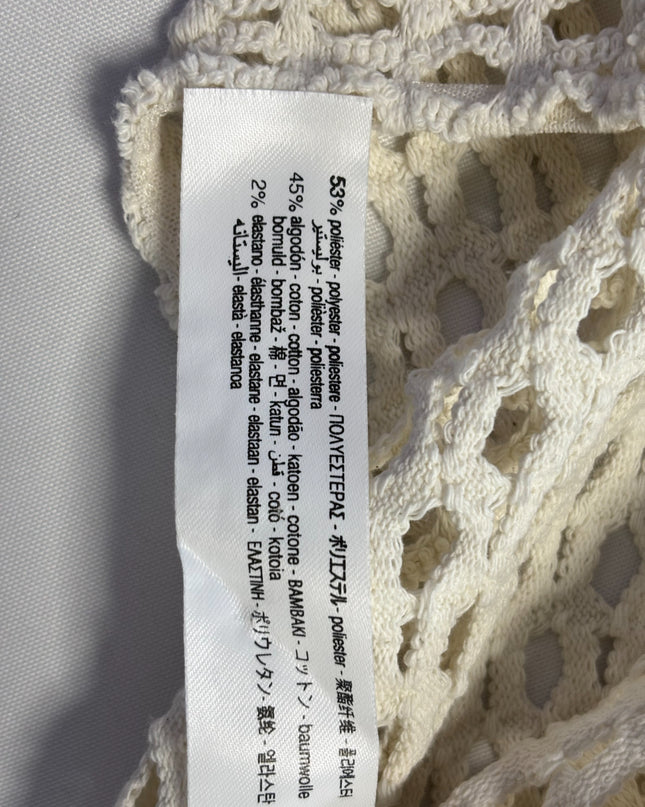 Bershka Cream Crochet Long Sleeve Crop Top