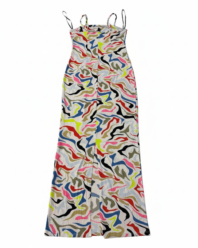 Forever 21 Abstract Multi-Color Marble Print Maxi Dress