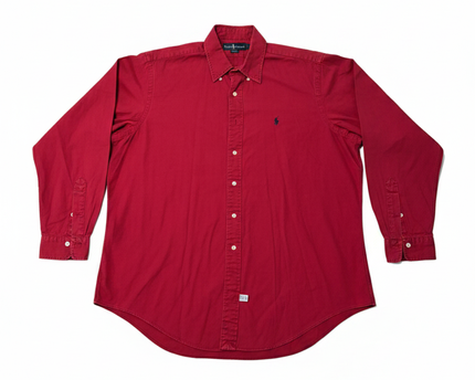 Ralph Lauren Red Long-Sleeve Cotton Button-Down Shirt