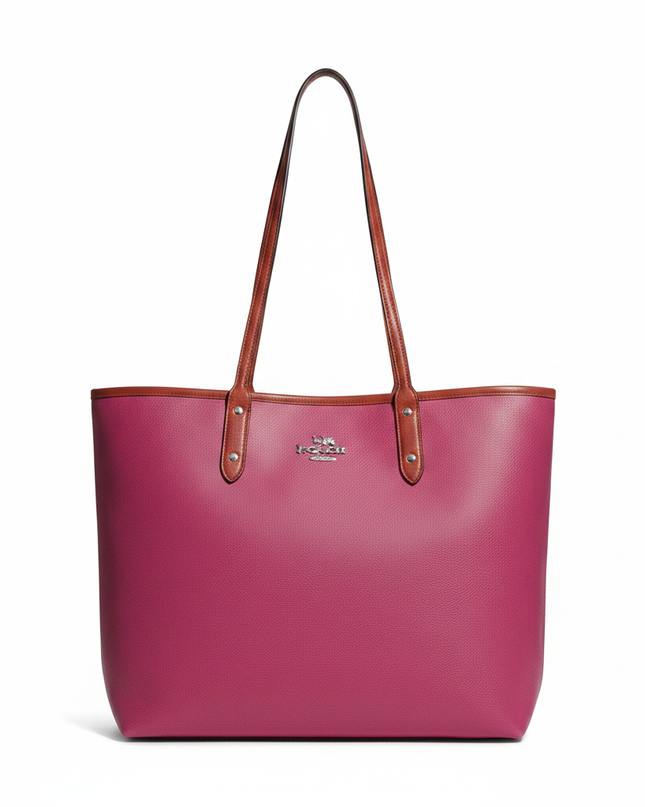 Coach Pink Pebbled Leather City Tote Bag