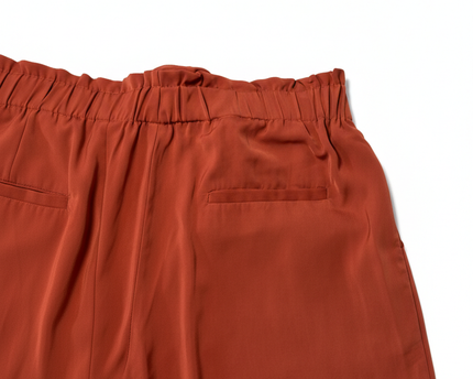 2XTREMZ Rust Wide-Leg Cropped Paper Bag Waist Pants