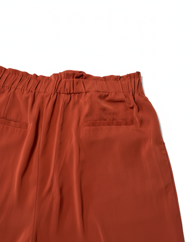2XTREMZ Rust Wide-Leg Cropped Paper Bag Waist Pants
