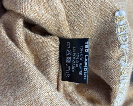 Ted Lapidus Tan Cashmere Silk Blend V-Neck Cardigan