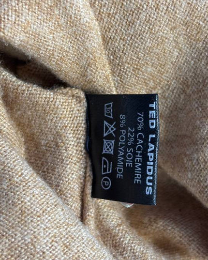 Ted Lapidus Tan Cashmere Silk Blend V-Neck Cardigan