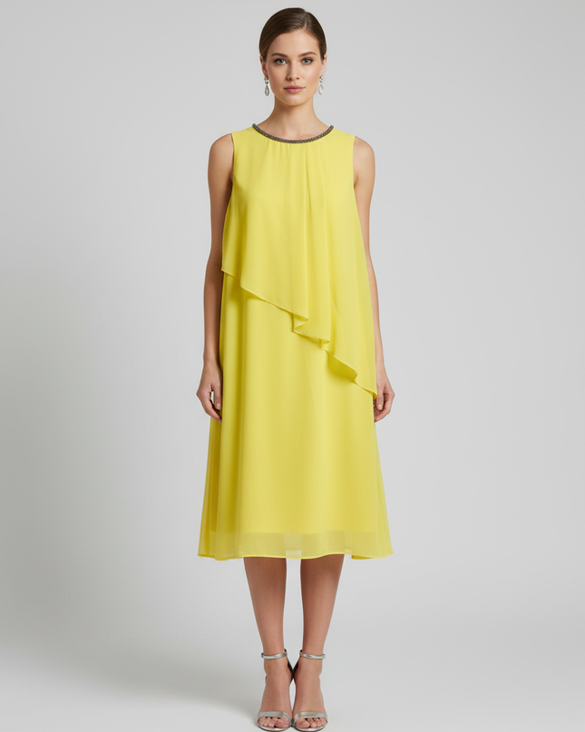 The Collection Debenhams Yellow Embellished Layered Sleeveless Dress