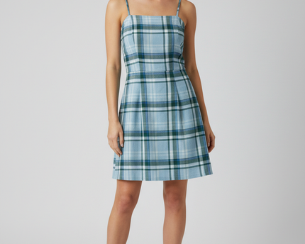 Aeropostale Blue Plaid Smocked Back Mini Cami Dress