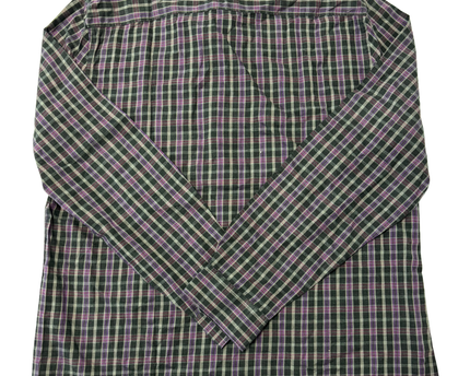 Calvin Klein Purple & Green Plaid Long Sleeve Cotton Shirt