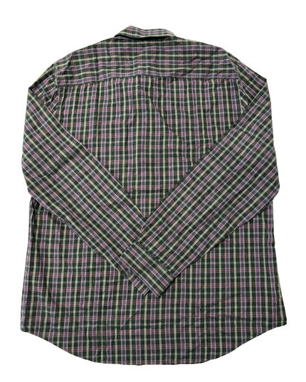 Calvin Klein Purple & Green Plaid Long Sleeve Cotton Shirt