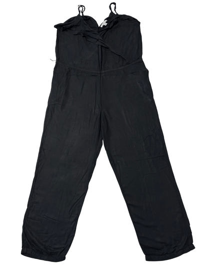 American Eagle Black Draped Surplice Front Spaghetti Strap Knit Jumpsuit